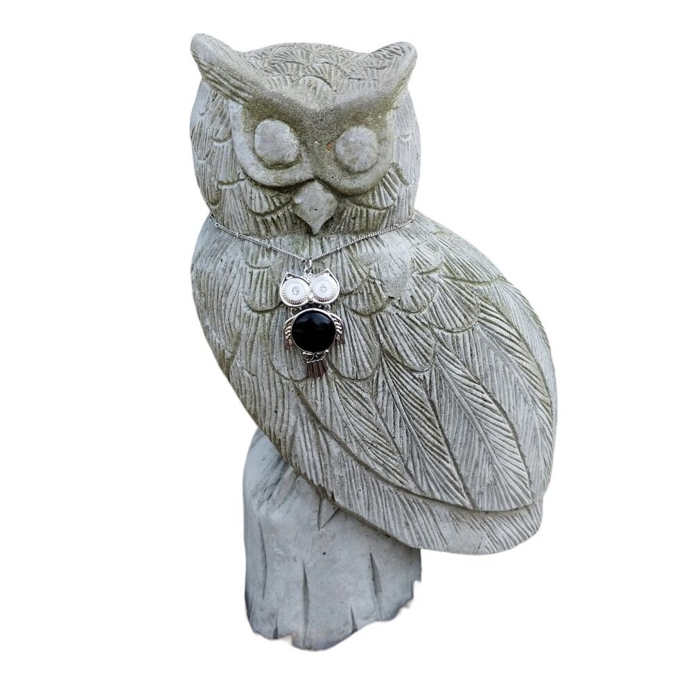 Owl Pendant Necklace - Black & White